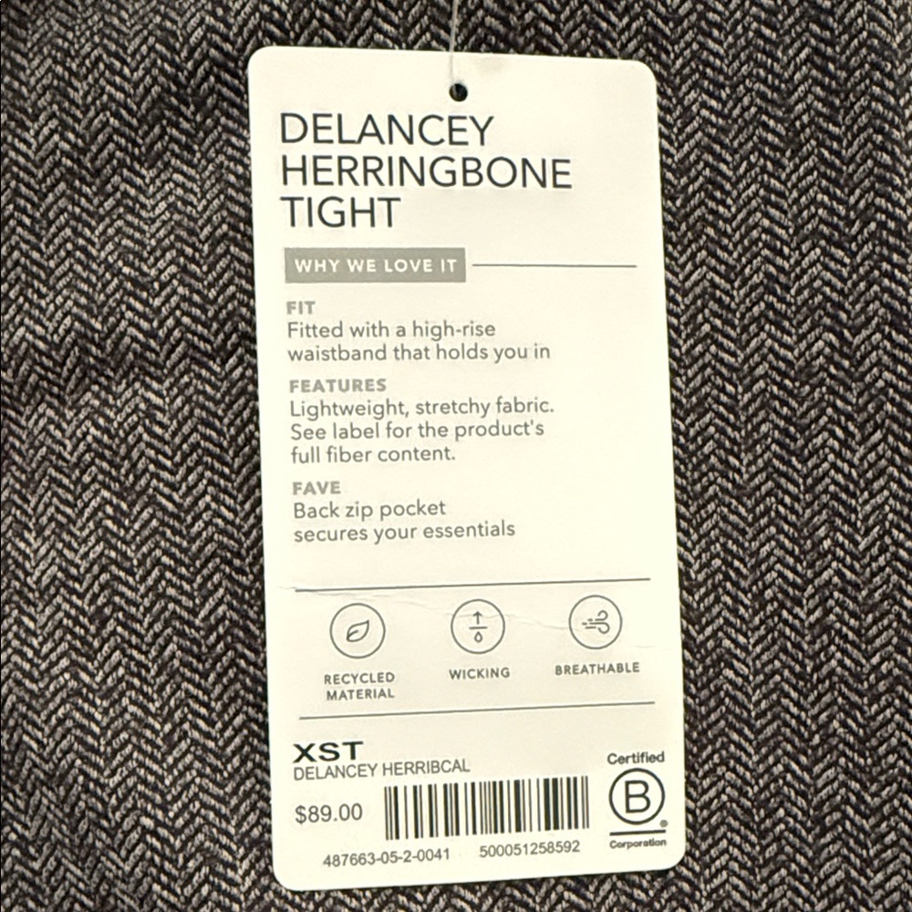 Athleta Dark Heather Gray Delancey Herringbone Tight Athletic Leggings size XST - Picture 3 of 8